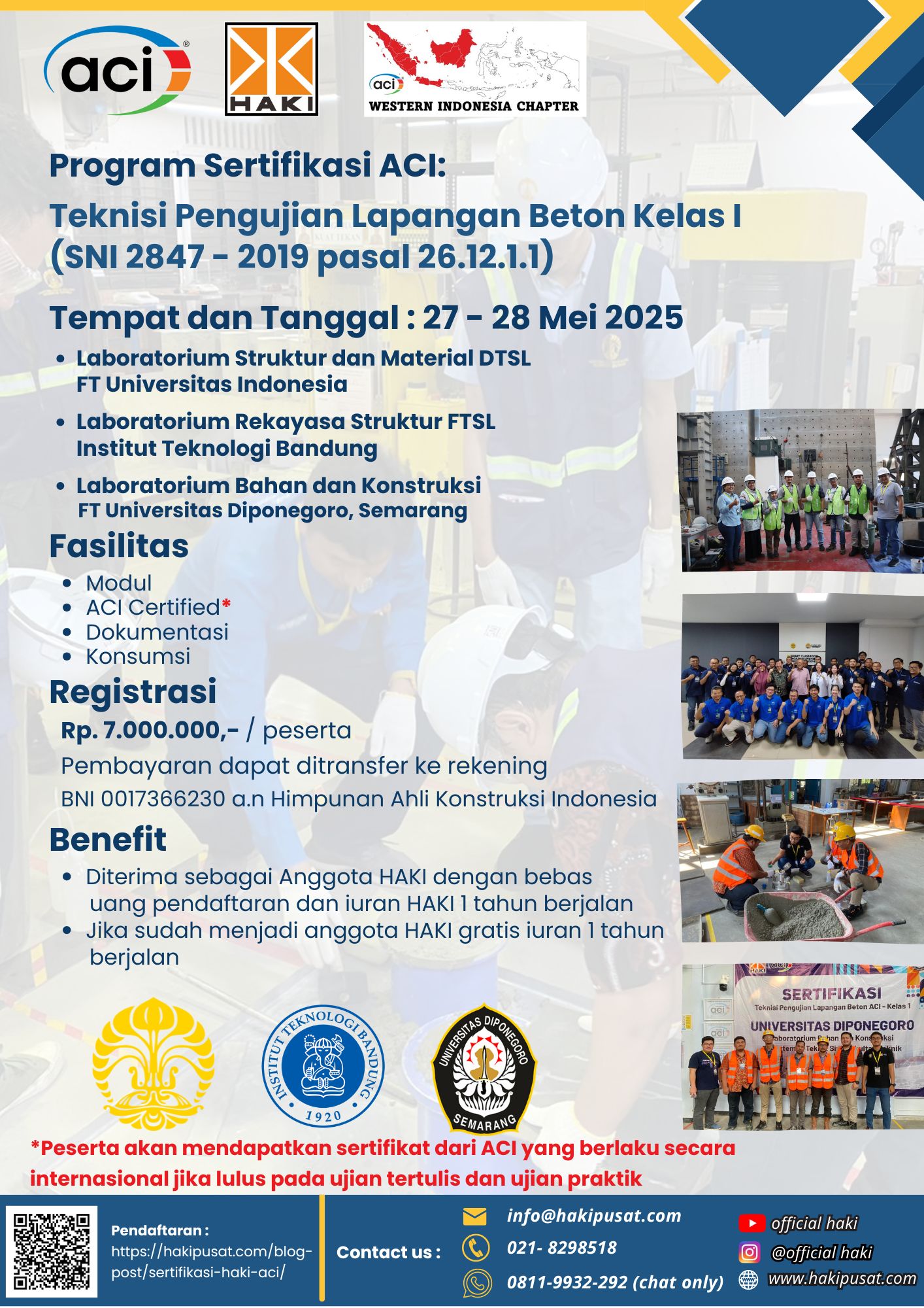 Program Sertifikasi Teknisi Pengujian Lapangan Beton Kelas I – Batch 9