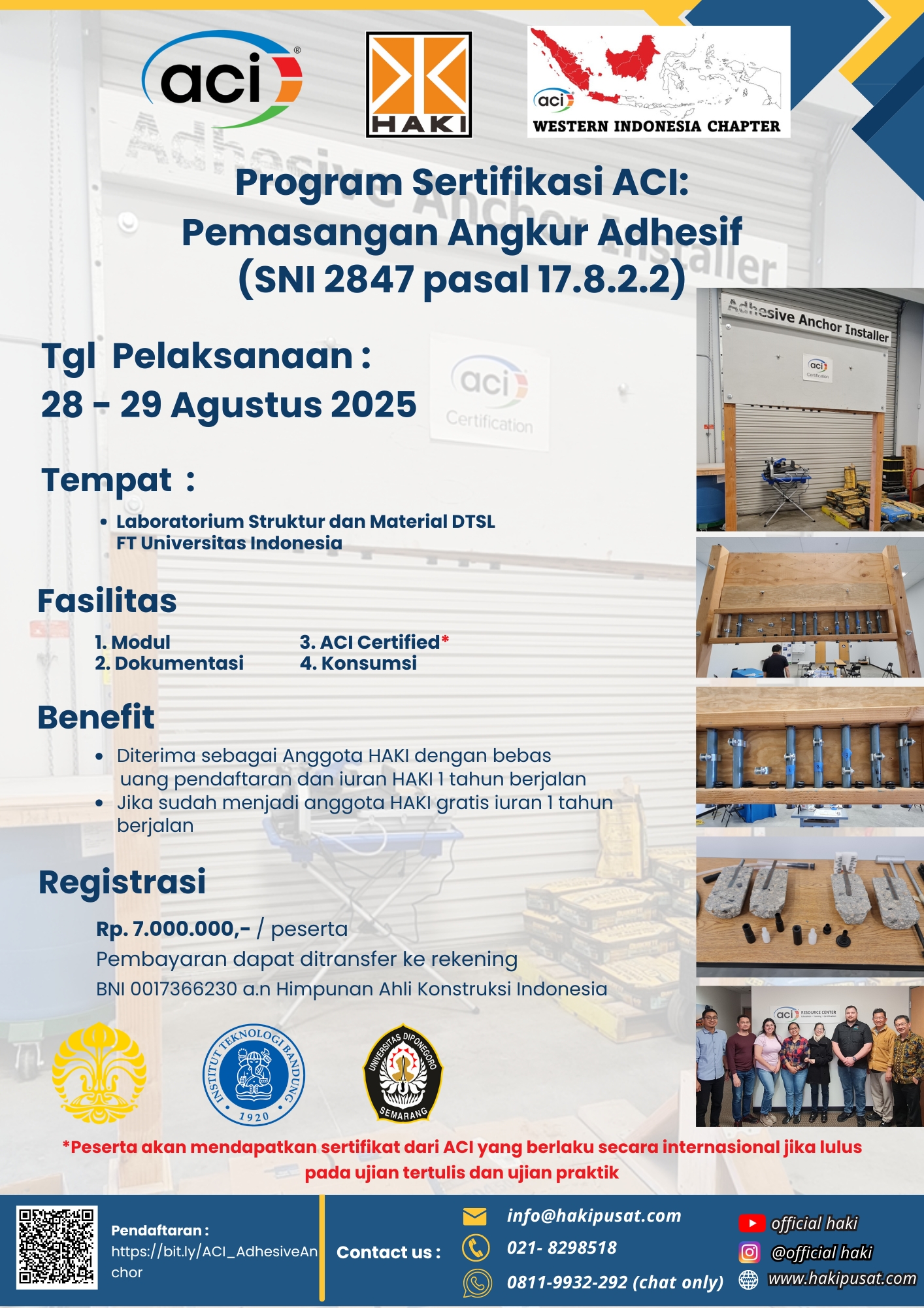 Program Sertifikasi ACI: Pemasangan Angkur Adhesif – Batch 5
