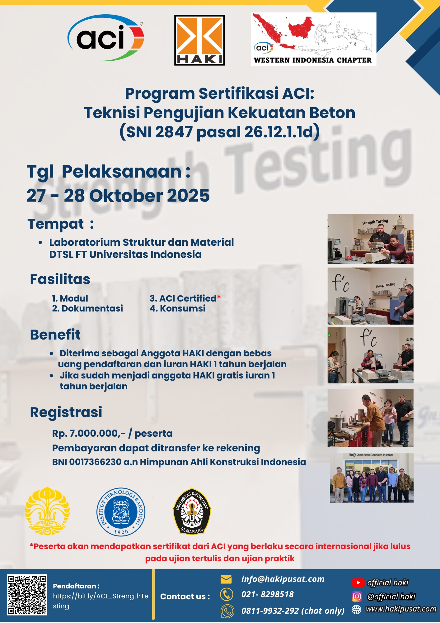 Program Sertifikasi ACI: Teknisi Pengujian Kekuatan Beton – Batch 12