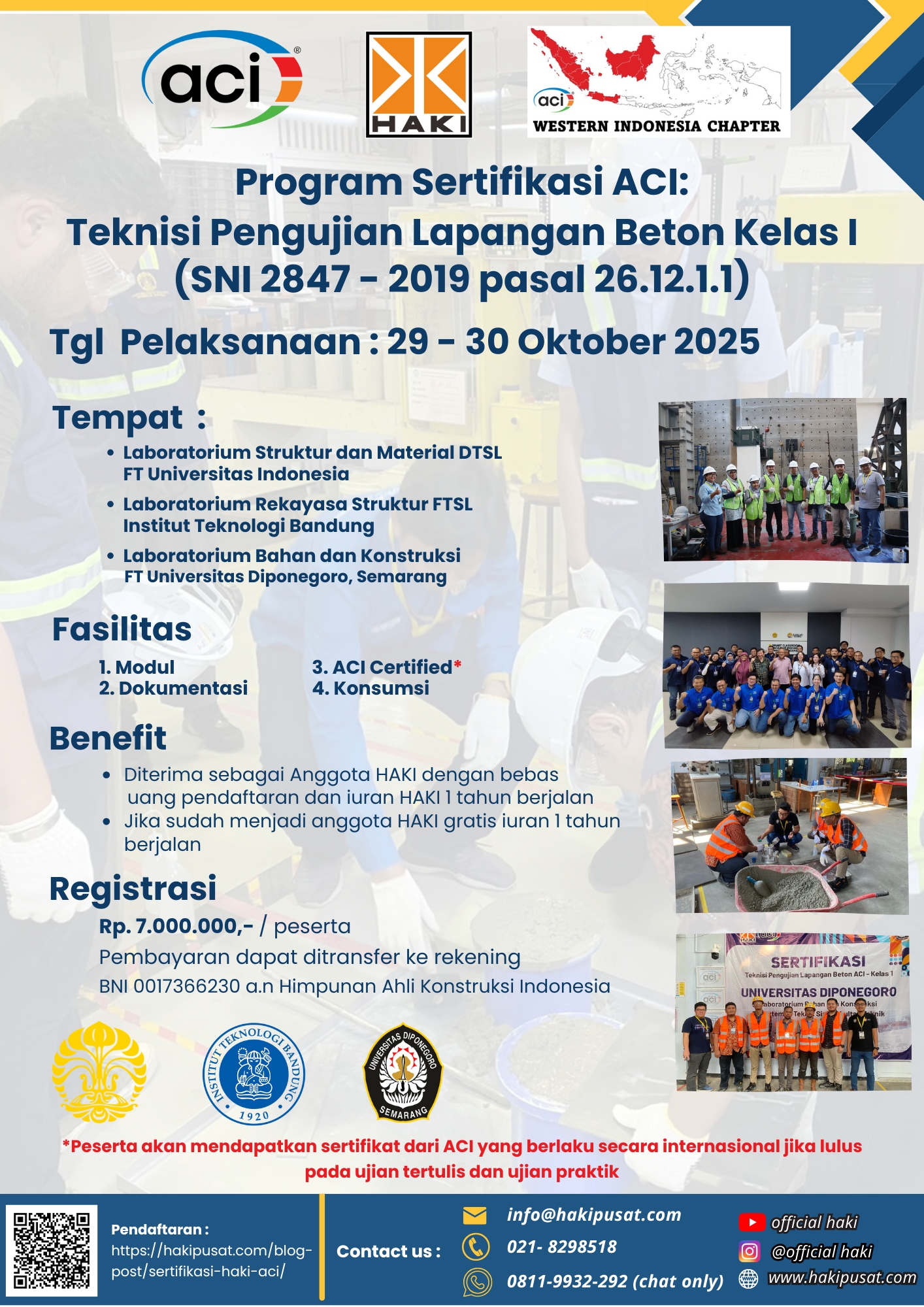 Program Sertifikasi ACI: Teknisi Pengujian Lapangan Beton Kelas I – Batch 13